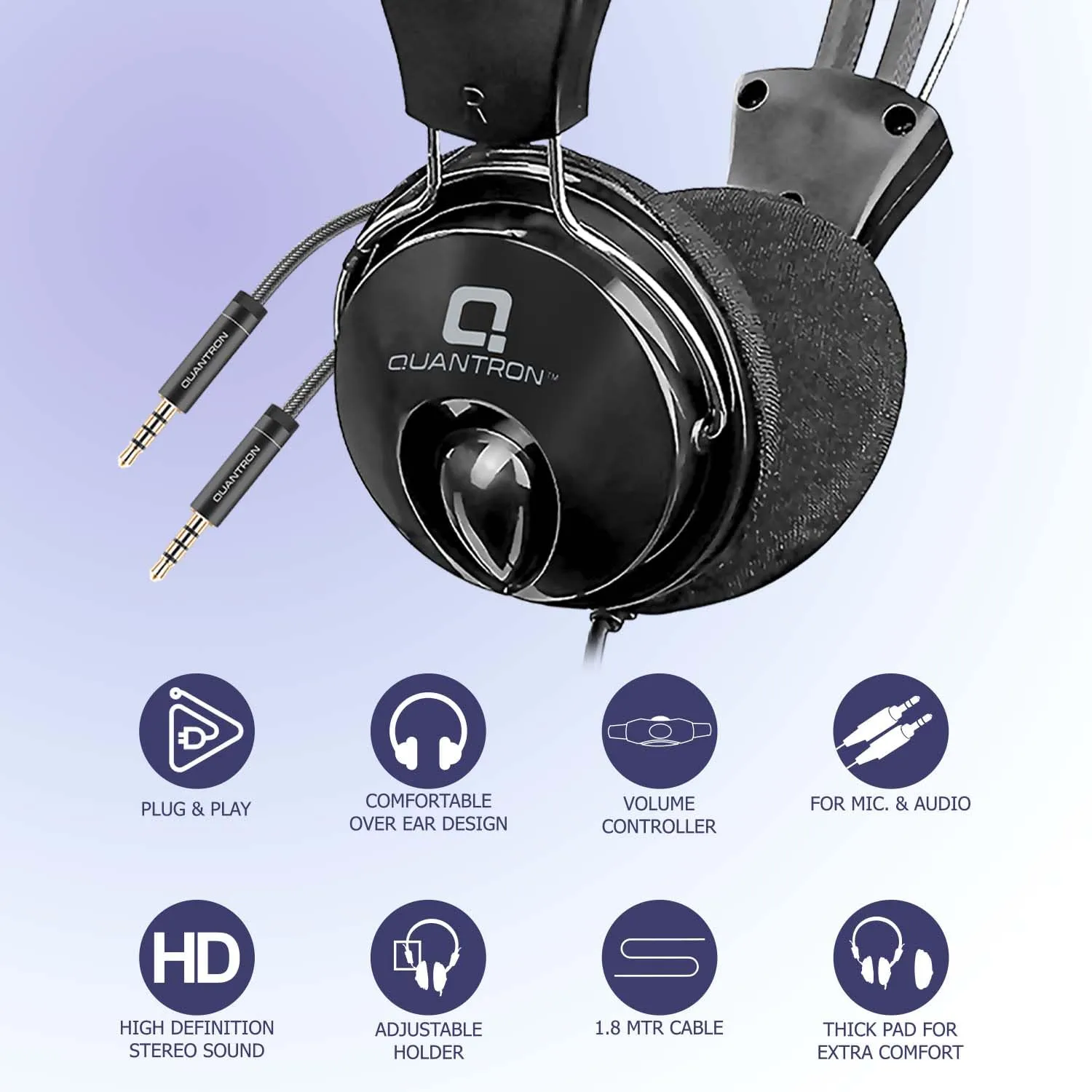 Quantron QHP355 Double Pin Wired Headphone view 4